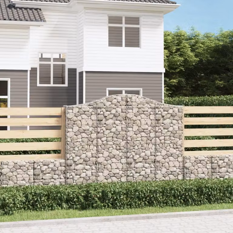 Cesto Gabbione ad Arco vidaXL in Acciaio Zincato Grigio L: 200 cm, P: 30 cm, H: 160/180 cm