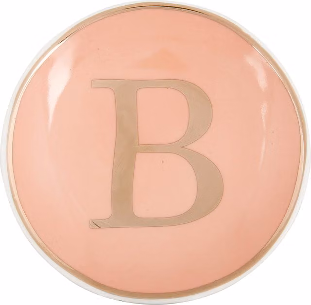 Piattino in porcellana con iniziale lettera B KASANOVA, disponibile in oro o rosa, Diametro: 11 cm