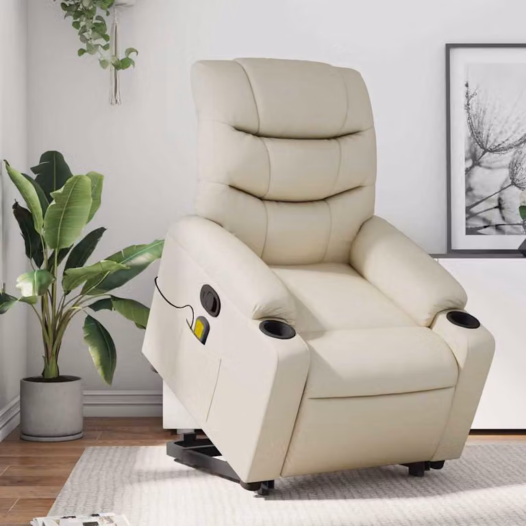 Poltrona Alzapersona Reclinabile con Assistenza Elettrica vidaXL in Similpelle Beige