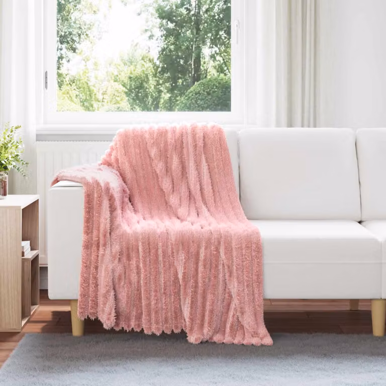 Coperta in pile rosa vidaXL L 150 cm x P 130 cm