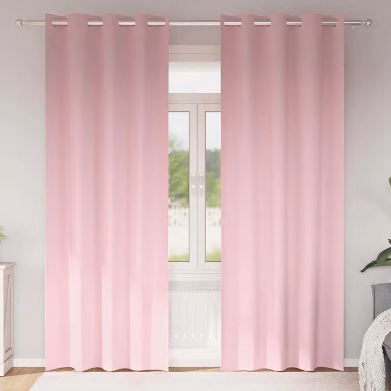 Set di 2 tende blackout vidaXL con anelli, colore rosa baby, H 245 cm x L 140 cm