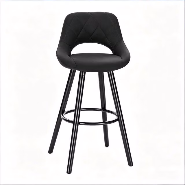 Sgabello da bar moderno Chicfurn in tessuto antracite e nero con struttura in metallo e legno per cucina e soggiorno