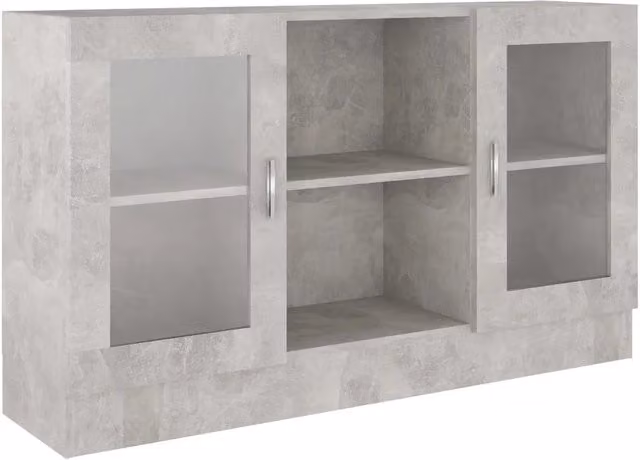 Vetrina moderna HELLOSHOP26 in stile minimalista con ante in vetro e finitura grigio opaco, L: 120 cm, P: 30,5 cm, H: 70 cm