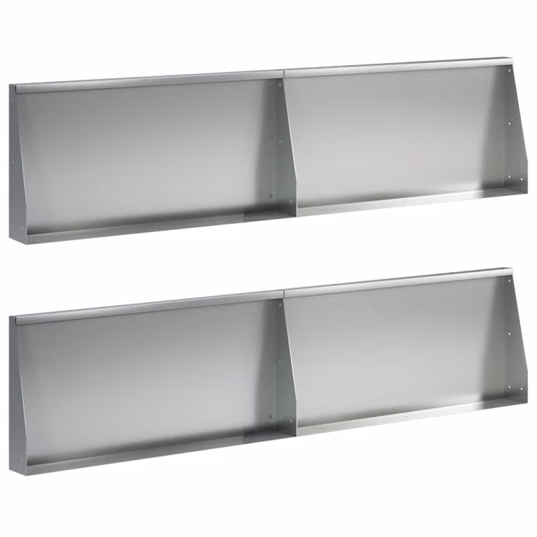 Set di 4 muri di contenimento vidaXL in acciaio zincato argento, L: 80 cm, H: 50 cm, P: 12 cm