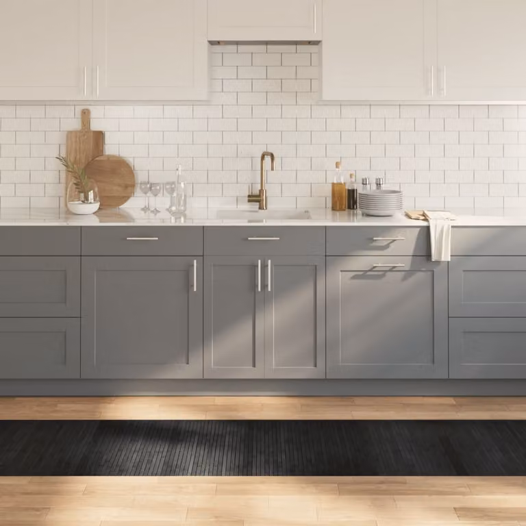 Tappeto rettangolare moderno vidaXL in bambù e polipropilene grigio, L: 60 cm, P: 500 cm