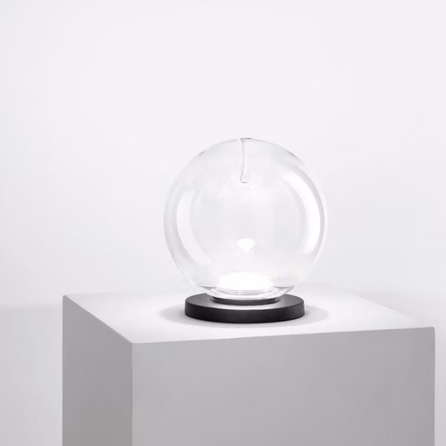 Fabas Ariel Lampada da tavolo in vetro trasparente con tecnologia LED dimmabile e controllo touch