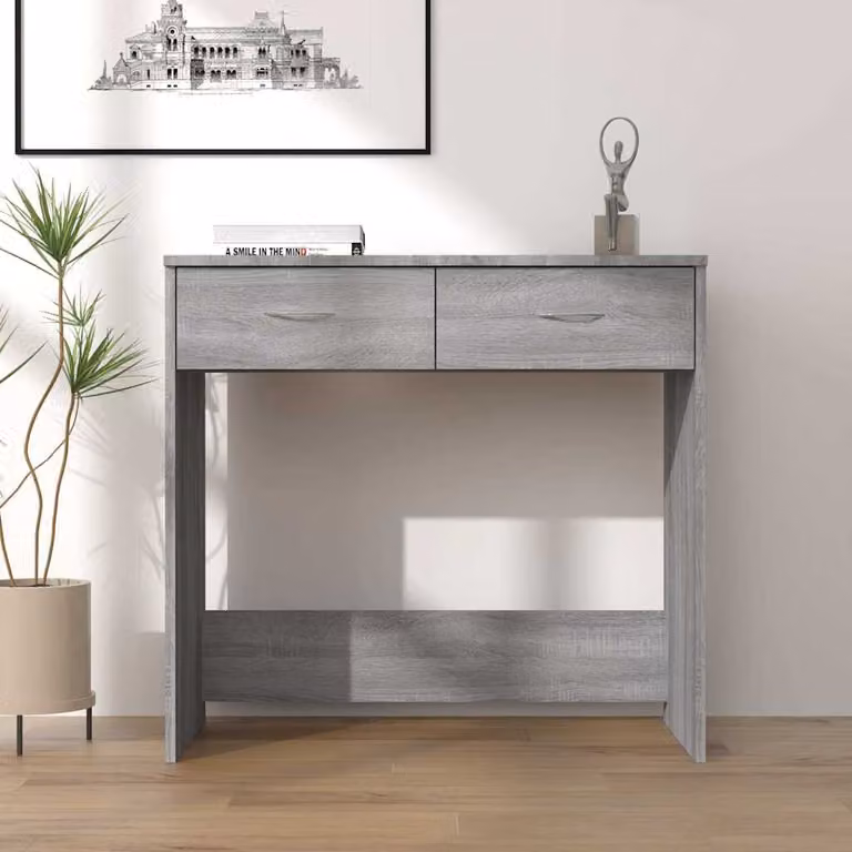 Scrivania moderna vidaXL in legno e MDF Grigio L: 80 cm, P: 40 cm, H: 75 cm