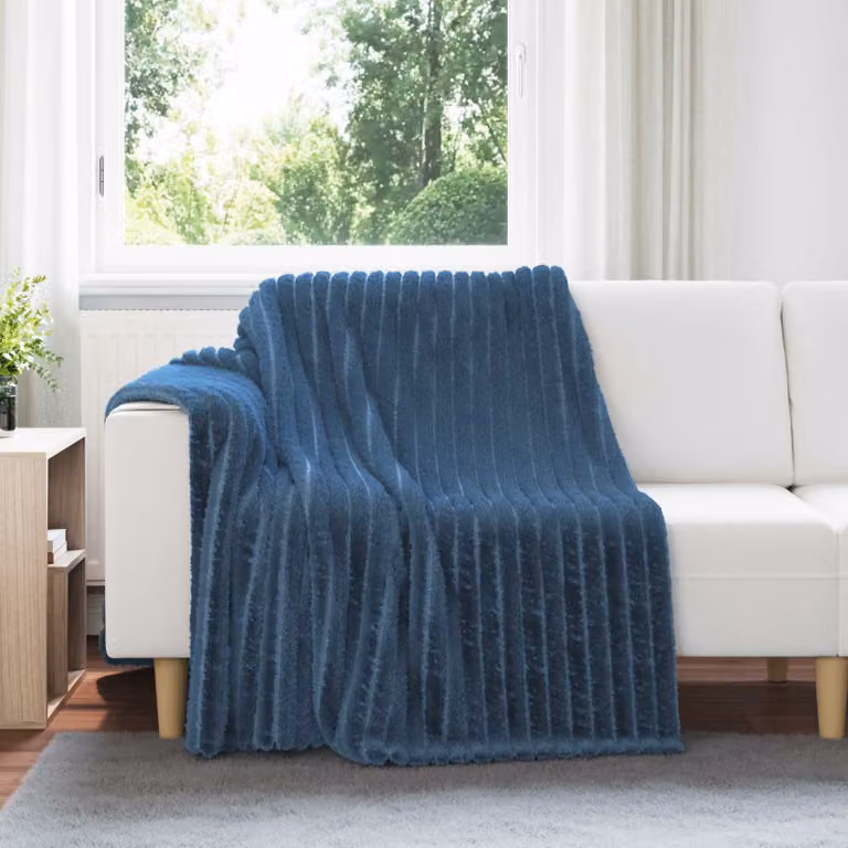 Coperta in pile vidaXL blu, L 200 cm x P 150 cm