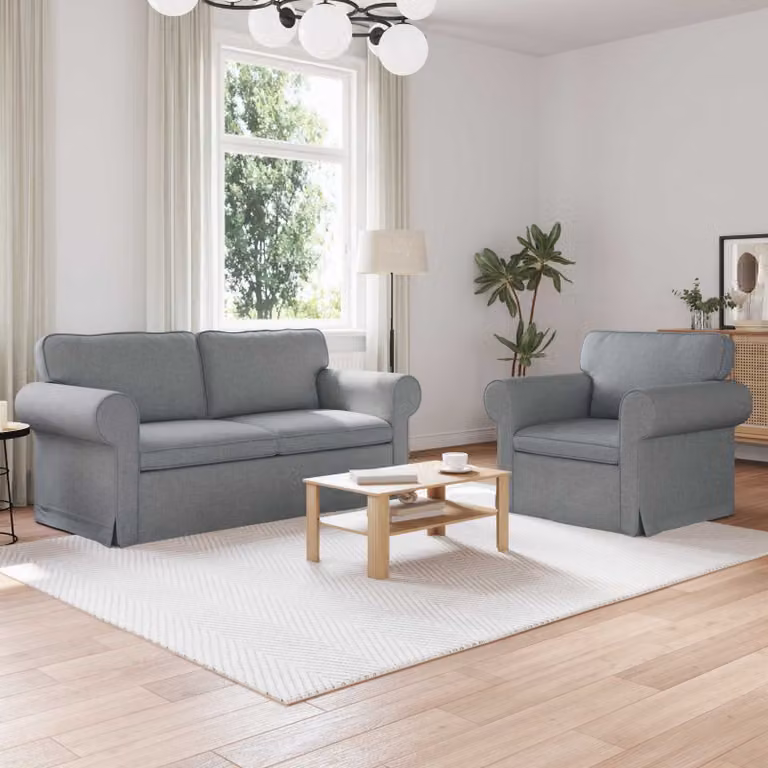 Set di 2 divani vidaXL moderni in tessuto grigio con struttura in metallo L: 175 cm, P: 82 cm, H: 80 cm