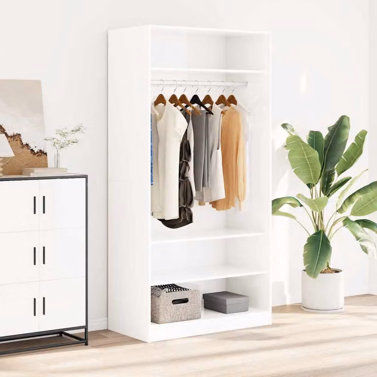 vidaXL Armadio Bianco Lucido in Legno e MDF L: 100 cm, P: 50 cm, H: 200 cm