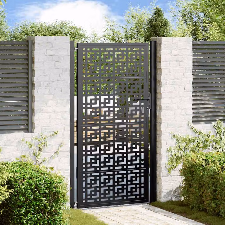 Cancello da giardino singolo vidaXL in acciaio nero con design a croce L: 110 cm, H: 175 cm