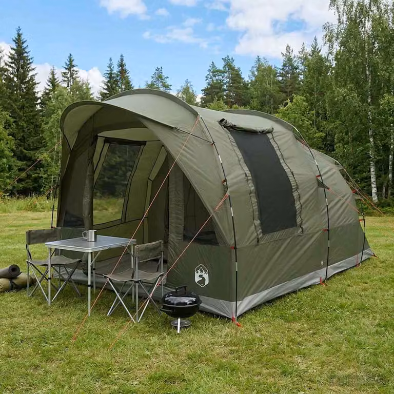 Tenda a cupola vidaXL per 3 persone, Verde, Poliestere e Acciaio, L 260 x P 200 x H 400 cm