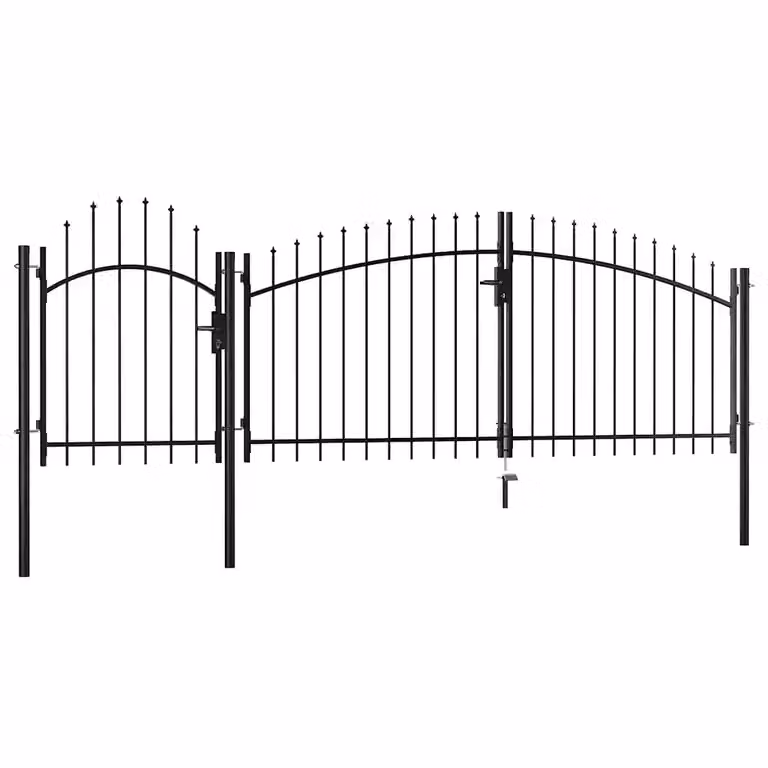 Cancello da giardino doppio a battente vidaXL in acciaio nero L/P/H: 400 x 225 x 200 cm