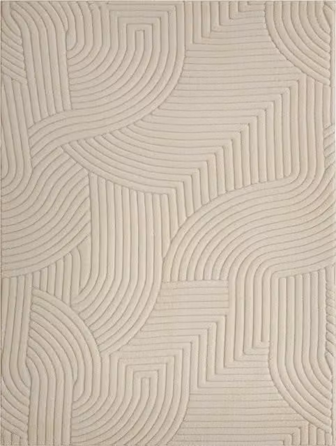 Tappeto da soggiorno HOMCOM con disegni geometrici, soffice e antiscivolo, Beige, L: 160 cm, P: 120 cm