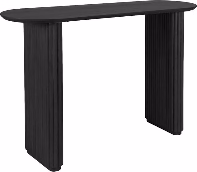 Consolle ovale Sweeek in legno di hevea impiallacciato rovere, nero
