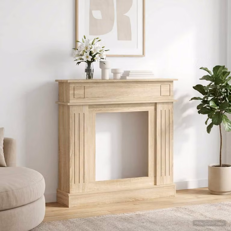 Cornice per camino moderna vidaXL in legno, colori bianco, marrone o beige, L: 102 cm, P: 26 cm, H: 100 cm