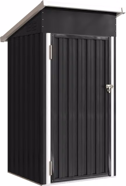 Casetta da Giardino Outsunny in Acciaio con Prese d'Aria e Porta Bloccabile, L/P/H: 107.5 x 91 x 185 cm, Grigio Scuro