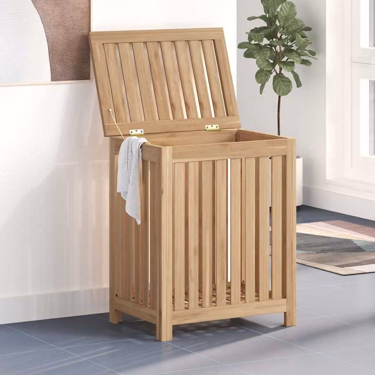Cesto per lavanderia vidaXL in legno di teak solido marrone L: 60 cm, P: 35 cm, H: 50 cm