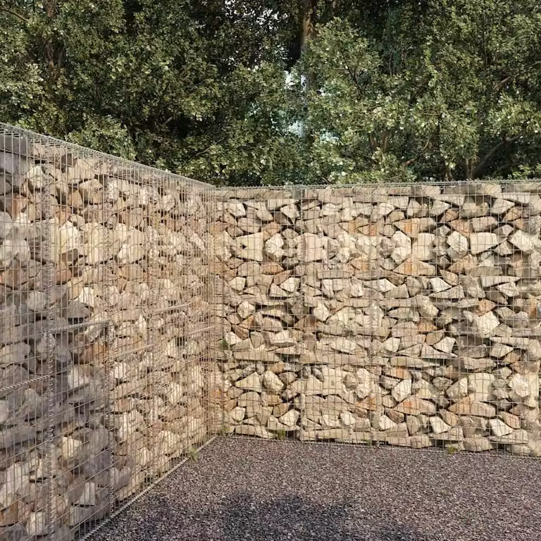 vidaXL Gabbione con Copertura in Acciaio Zincato, Colore Argento o Beige, L 300 x P 50 x H 200 cm