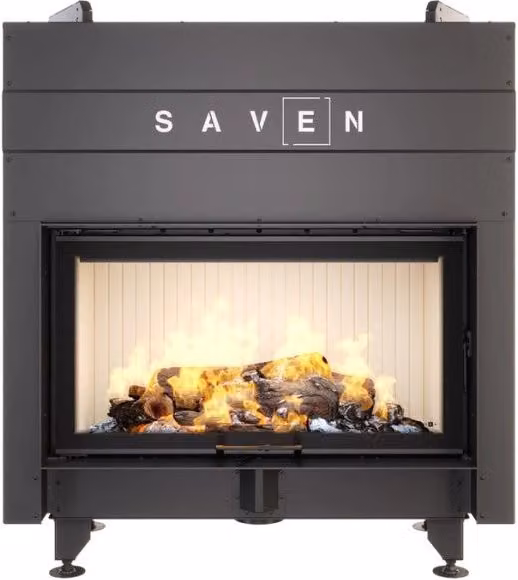 Inserto per camino a legna Outinfire Energy Up ECO in acciaio nero, potenza 19,0 kW
