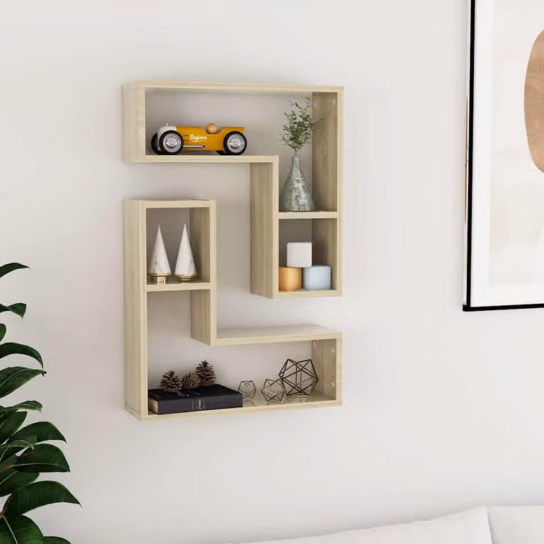 Set di 2 mensole a muro vidaXL in legno Rovere Sonoma, L 50 cm x P 15 cm x H 50 cm