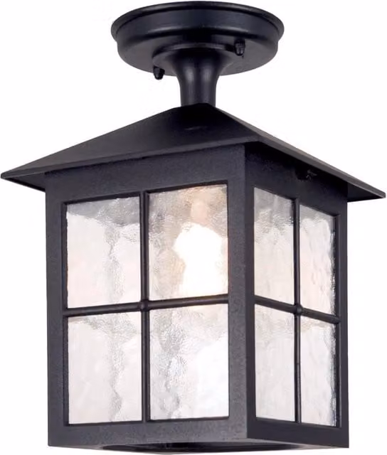 Plafoniera esterna Elstead Winchester nera con vetro trasparente, attacco E27, diametro 28 cm