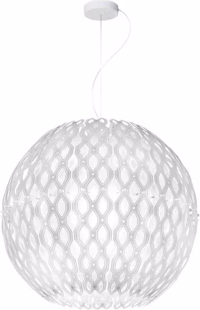 Lampada a sospensione Slamp Charlotte Globe in vetro trasparente e bianco con altezza regolabile
