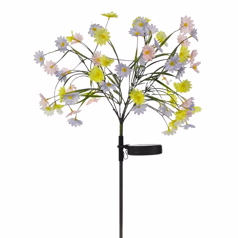 Dictrolux Lampada Solare LED Multicolor Decorativa a Forma di Fiore per Giardino, Altezza: 74 cm