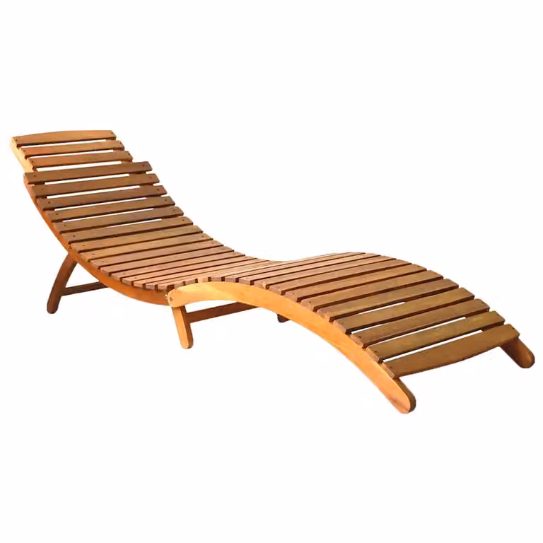 vidaXL Lettino Prendisole in Legno di Acacia Massello Marrone L: 184 cm, P: 64 cm, H: 55 cm