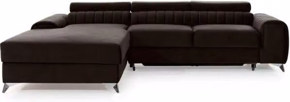 Divano ad angolo sinistro JAYSON MEUBLORAMA marrone con contenitore e funzione letto