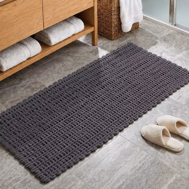 Tappeto da bagno in ciniglia Kasanova grigio L: 60 cm, P: 130 cm