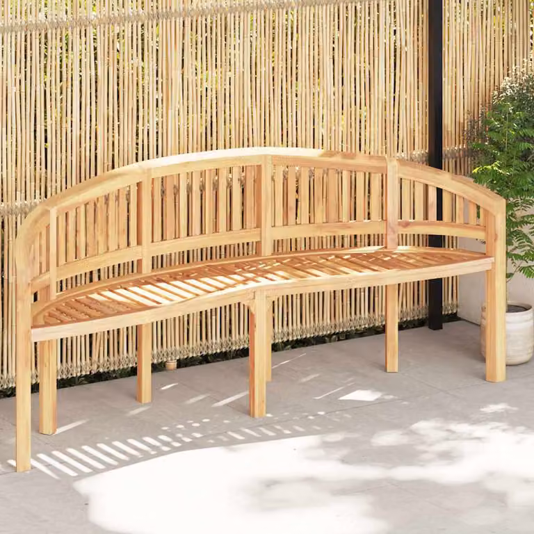 vidaXL Panchina a Forma di Banana in Legno di Teak Marrone L: 200 cm, H: 110 cm, P: 45 cm