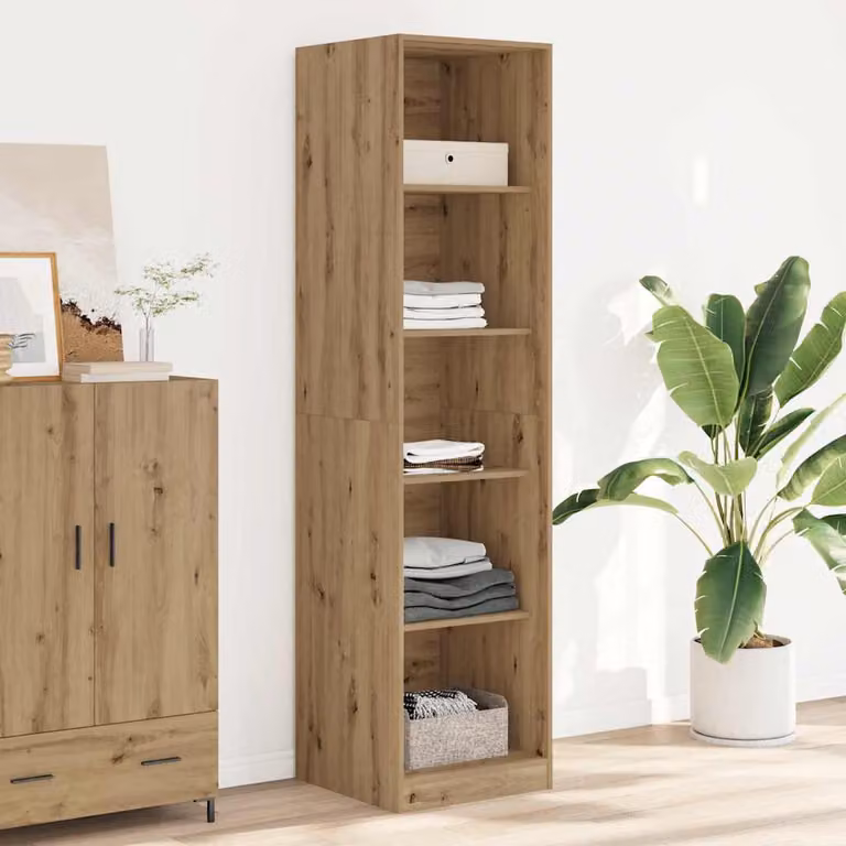 vidaXL Armadio in Legno Rovere Marrone con Ante a Battente e Ripiani Interni L: 50 cm, P: 50 cm, H: 200 cm