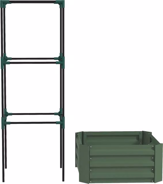 Fioriera da esterno Outsunny con gabbia e fondo aperto per piante rampicanti, Verde, H 140 x L 61 x P 61 cm