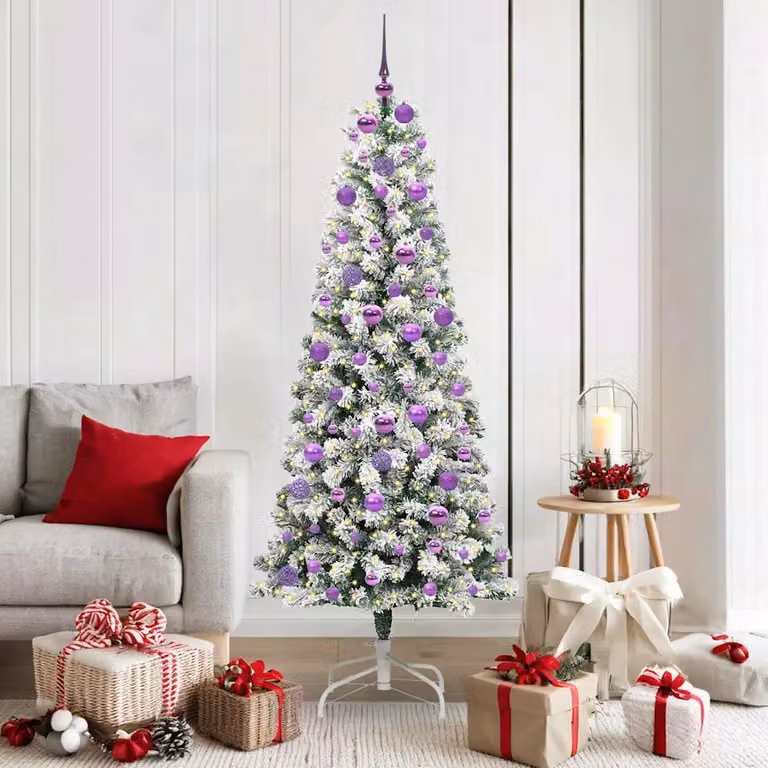 Albero di Natale Artificiale vidaXL con LED Dimmerabili Bianco e Verde, Altezza: 180 cm
