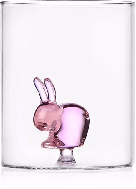 Bicchiere Tumbler Rabbit Ichendorf in Vetro Trasparente Rosa da 350 ml