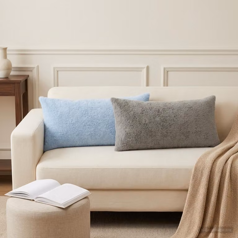 Set di 6 federe vidaXL HEERLEN in ecopelliccia, Grigio Chiaro, L 40 x P 70 cm