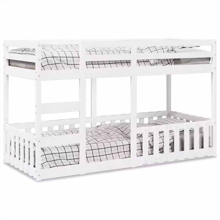 Letto a Castello vidaXL per Bambini in Legno Massello di Pino Bianco L/P/H: 200 x 80 x 174,5 cm