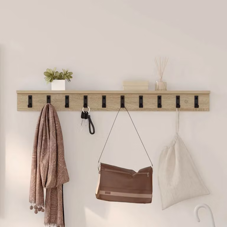 vidaXL Appendiabiti a muro moderno in legno MDF color marrone beige L: 100 cm, P: 10,5 cm, H: 10,5 cm