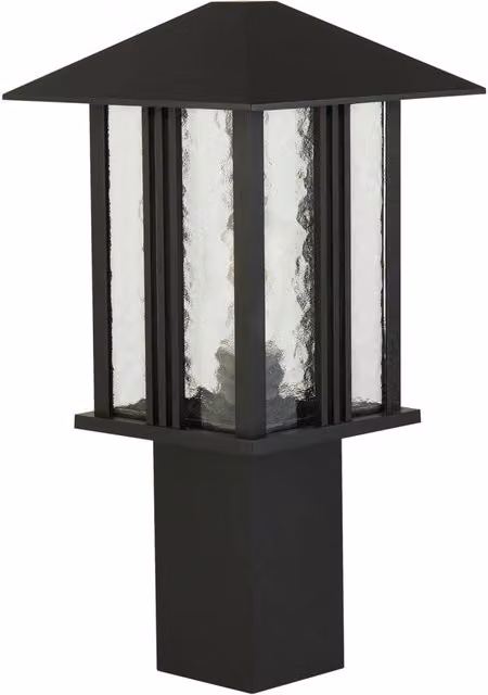 Paletto da esterno Venezia Searchlight in alluminio nero e vetro trasparente, lampada da giardino con attacco E27, Altezza: 45 cm