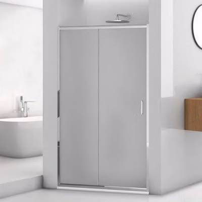 Porta doccia a nicchia Tay INBAGNO con vetro stampato e sistema scorrevole, colore argento, L: 150 cm, P: 5 cm, H: 195 cm