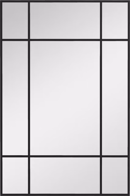 Specchio da parete HOMCOM stile finestra con montaggio verticale o orizzontale, L: 90 cm, H: 60 cm, Nero