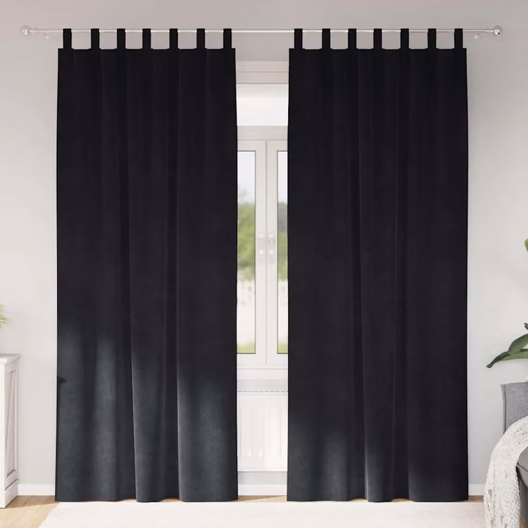 Set di 2 tende oscuranti in velluto vidaXL, colore nero, L: 140 cm, H: 260 cm