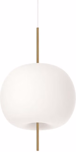 Lampada a sospensione KDLN Kushi in vetro bianco e metallo oro/ottone con altezza regolabile