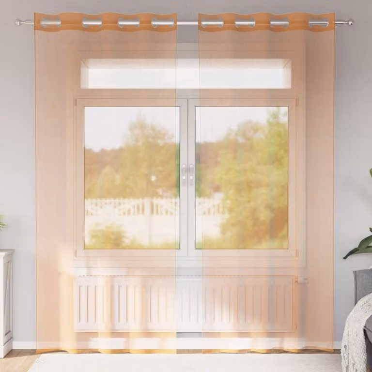 Set di 2 tende in voile semi-trasparenti vidaXL color terracotta con occhielli, L: 225 cm, H: 140 cm