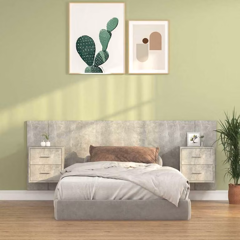 vidaXL Testiera Letto con Comodini Integrati in Legno Multistrato Grigio