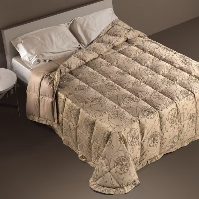 Trapunta in piuma e cotone DaunenStep Classica 15014A beige per adulti, traspirante e termoregolatrice