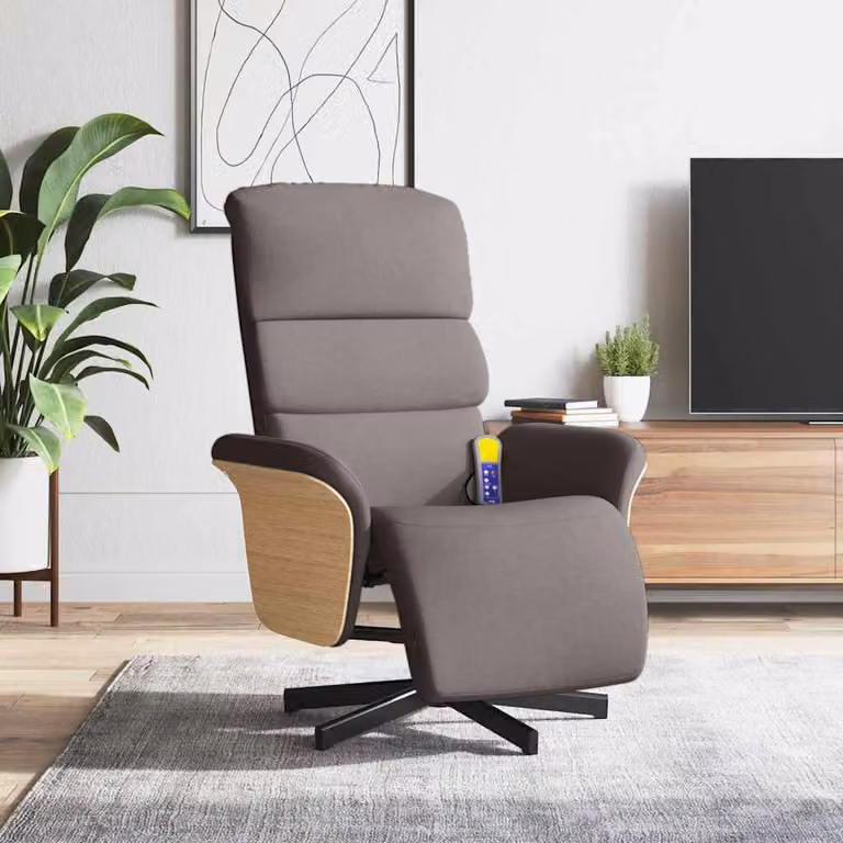 vidaXL Poltrona Reclinabile Relax con Poggiapiedi, Design Moderno, Colore Beige e Grigio