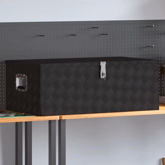 Contenitore portaoggetti vidaXL in alluminio e acciaio inossidabile, colore nero, L 100 cm x P 55 cm x H 37 cm