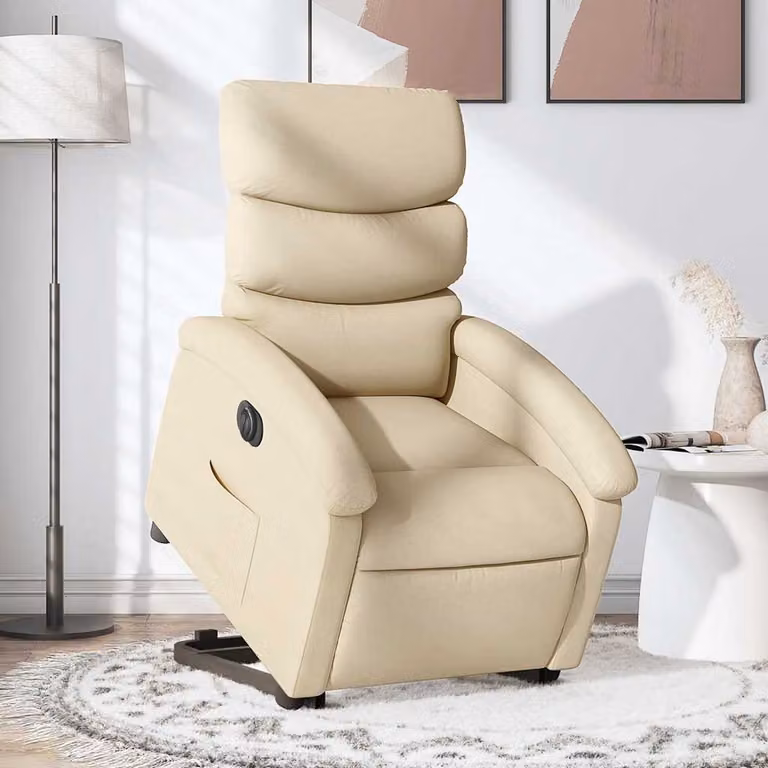 vidaXL Poltrona Alzapersona Elettrica Reclinabile in Tessuto Beige